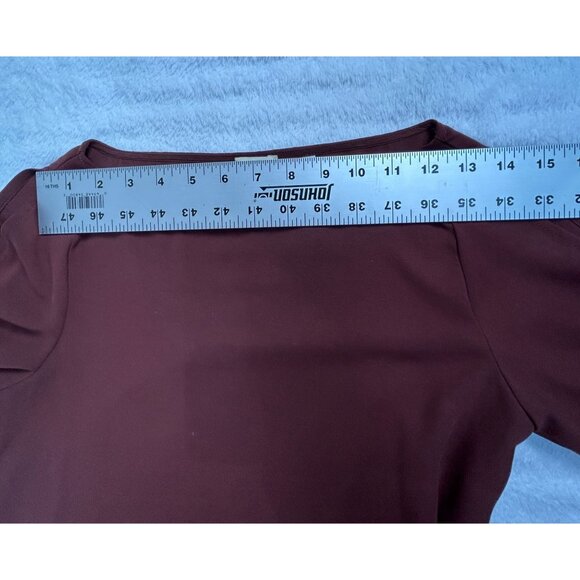Aritzia Wilfred Womens Pozzi Open Tie Sleeve Blouse Size XS Burgundy Boat Neck - Picture 7 of 9
